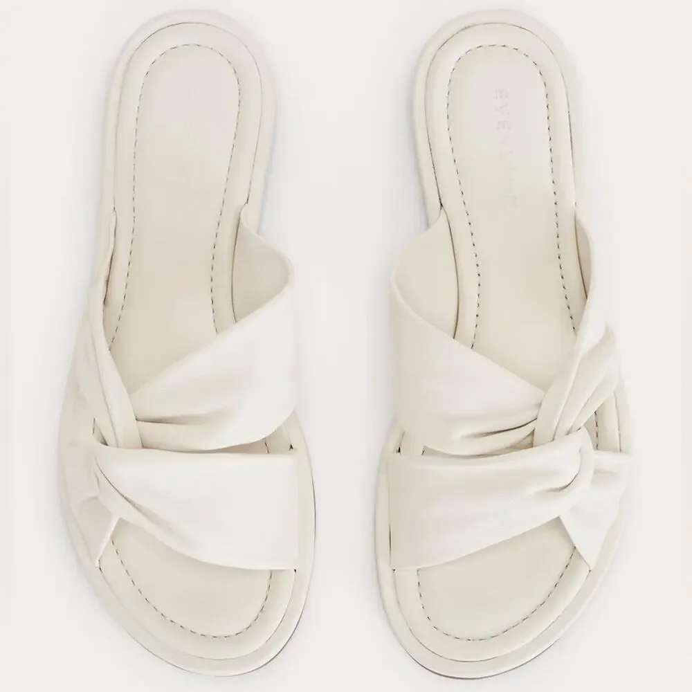 Everlane Day Twist Sandal Nappa Leather White Slide Flat 6.5 New No Box - Picture 2 of 8